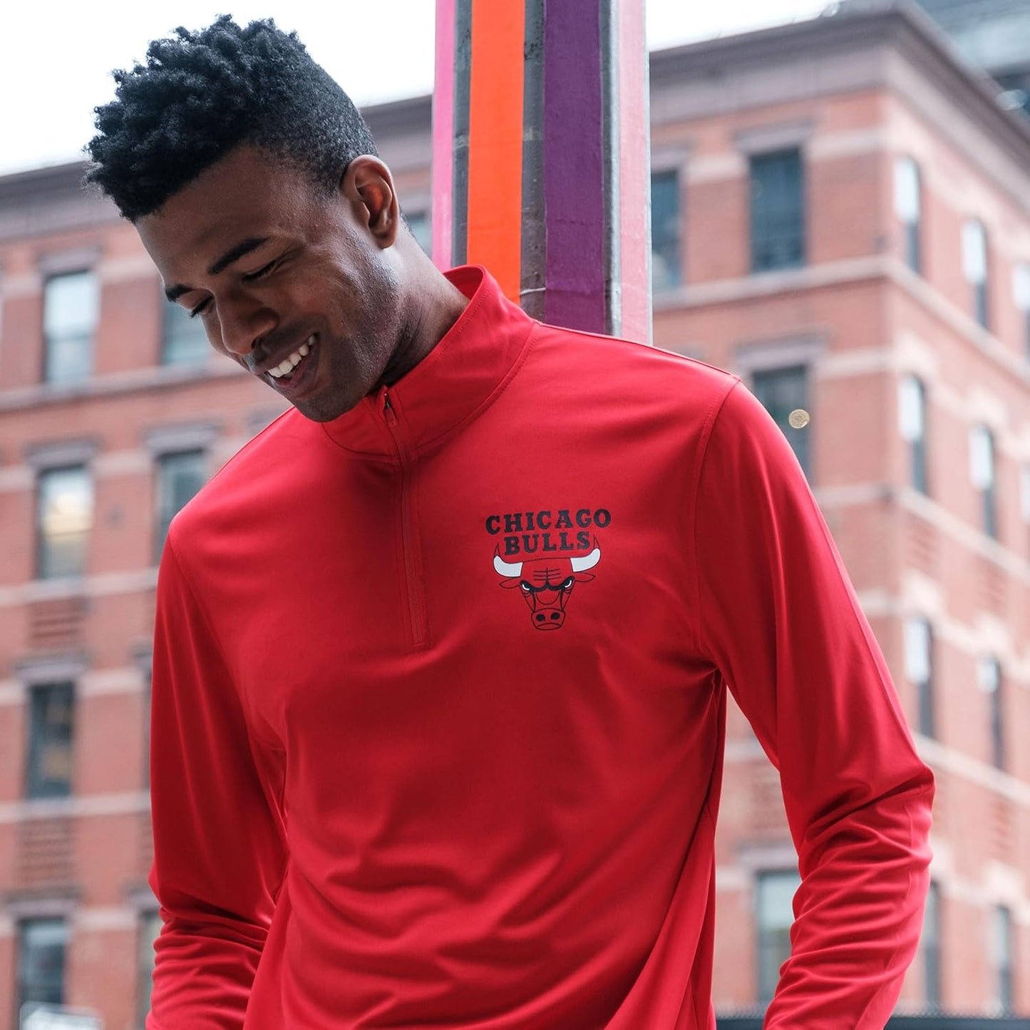 Men'S NBA Official Quarter Zip Long Sleeve Pullover T-Shirt