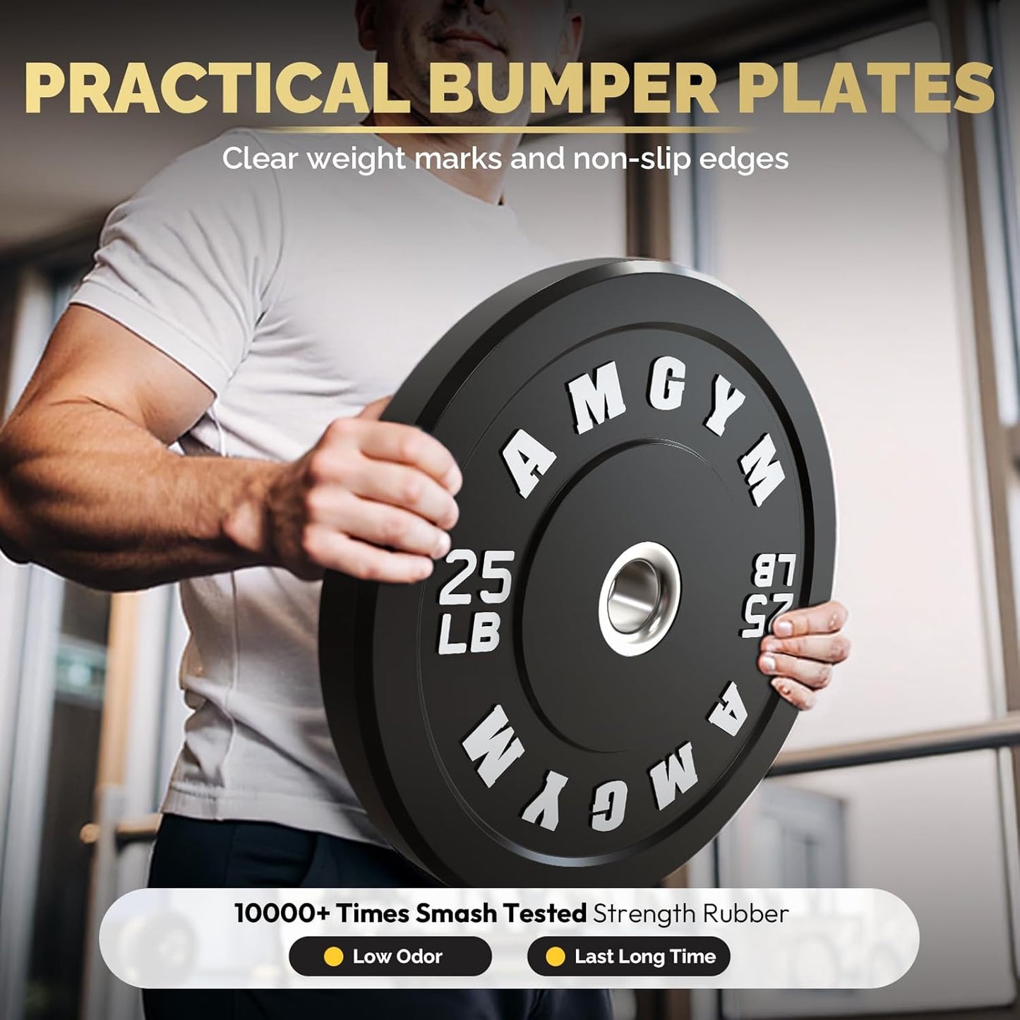 2 Inch Bumper Plates,10-500Lbs,Barbell Rubber Olympic Weight Plates Set for Home Gym, Strength Training & Weight Lifting,Multiple Options/Colors