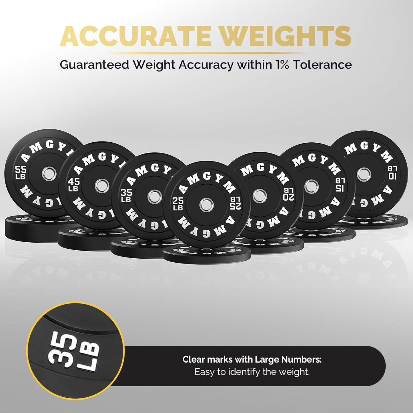 2 Inch Bumper Plates,10-500Lbs,Barbell Rubber Olympic Weight Plates Set for Home Gym, Strength Training & Weight Lifting,Multiple Options/Colors