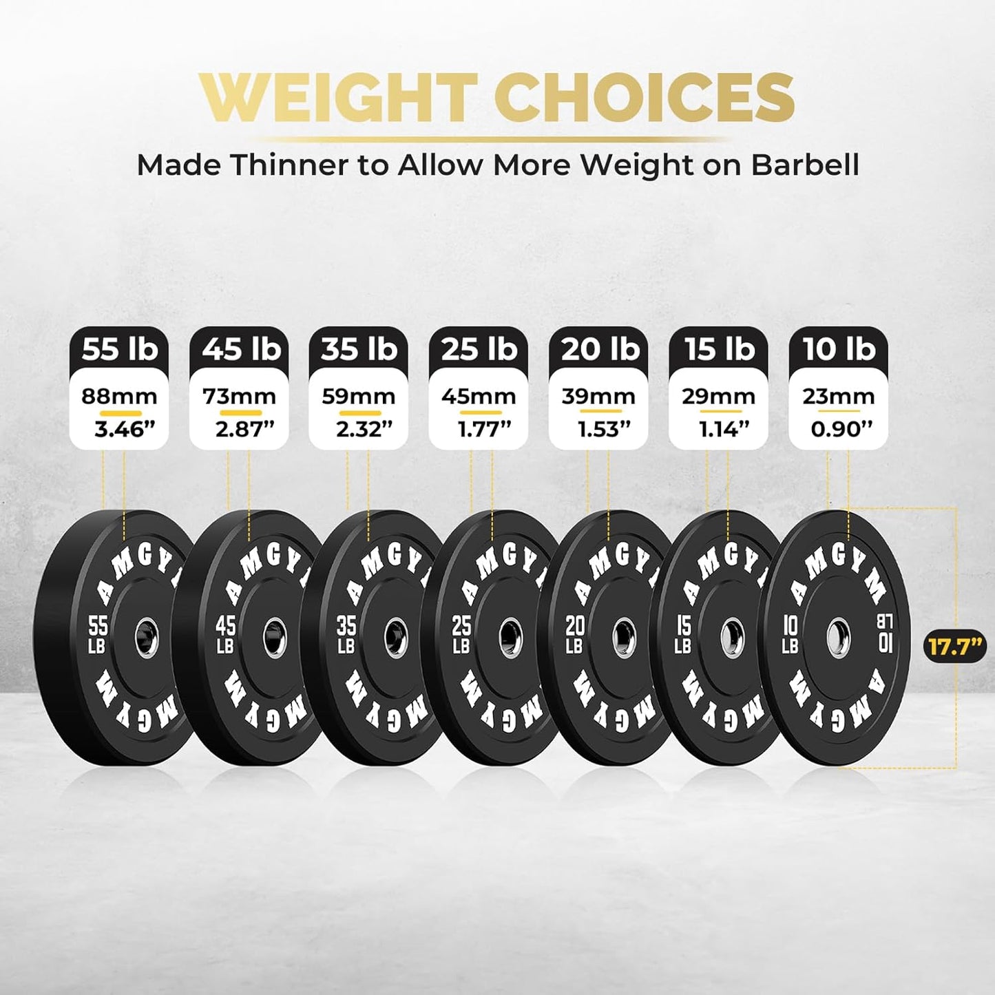 2 Inch Bumper Plates,10-500Lbs,Barbell Rubber Olympic Weight Plates Set for Home Gym, Strength Training & Weight Lifting,Multiple Options/Colors